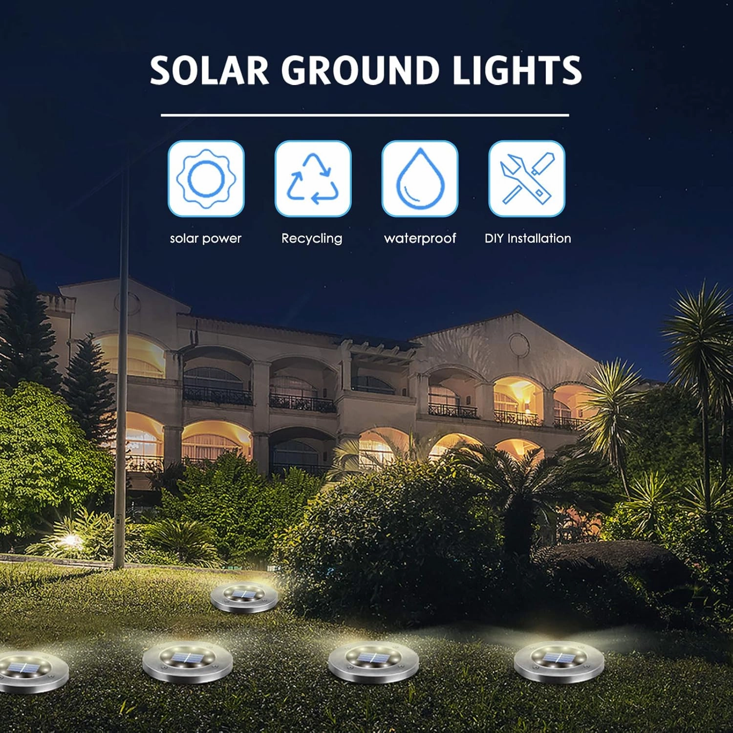 Solar Ground Lights 16Pack, Garden Solar Outdoor Waterproof Pathway Bright In-Ground Lights Outdoor Lighting Decor for Lawn, Patio, Yard, Driveway,Walkway Warm Light