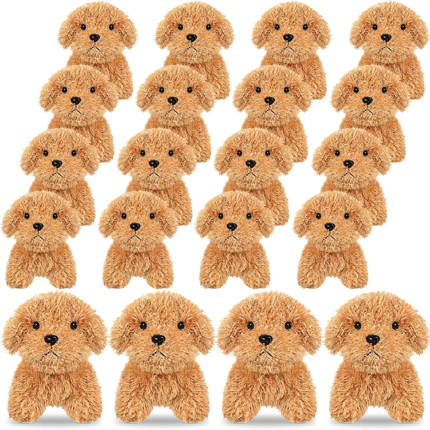 Sosation 20 Pcs Mini Plush Stuffed Toy Bulk Graduation Party Favor Gift Party Gift Toy Soft Plush Dog for Kids Graduation Bag Fillers Baby Shower Birthday Carnival Prize(Light Brown)