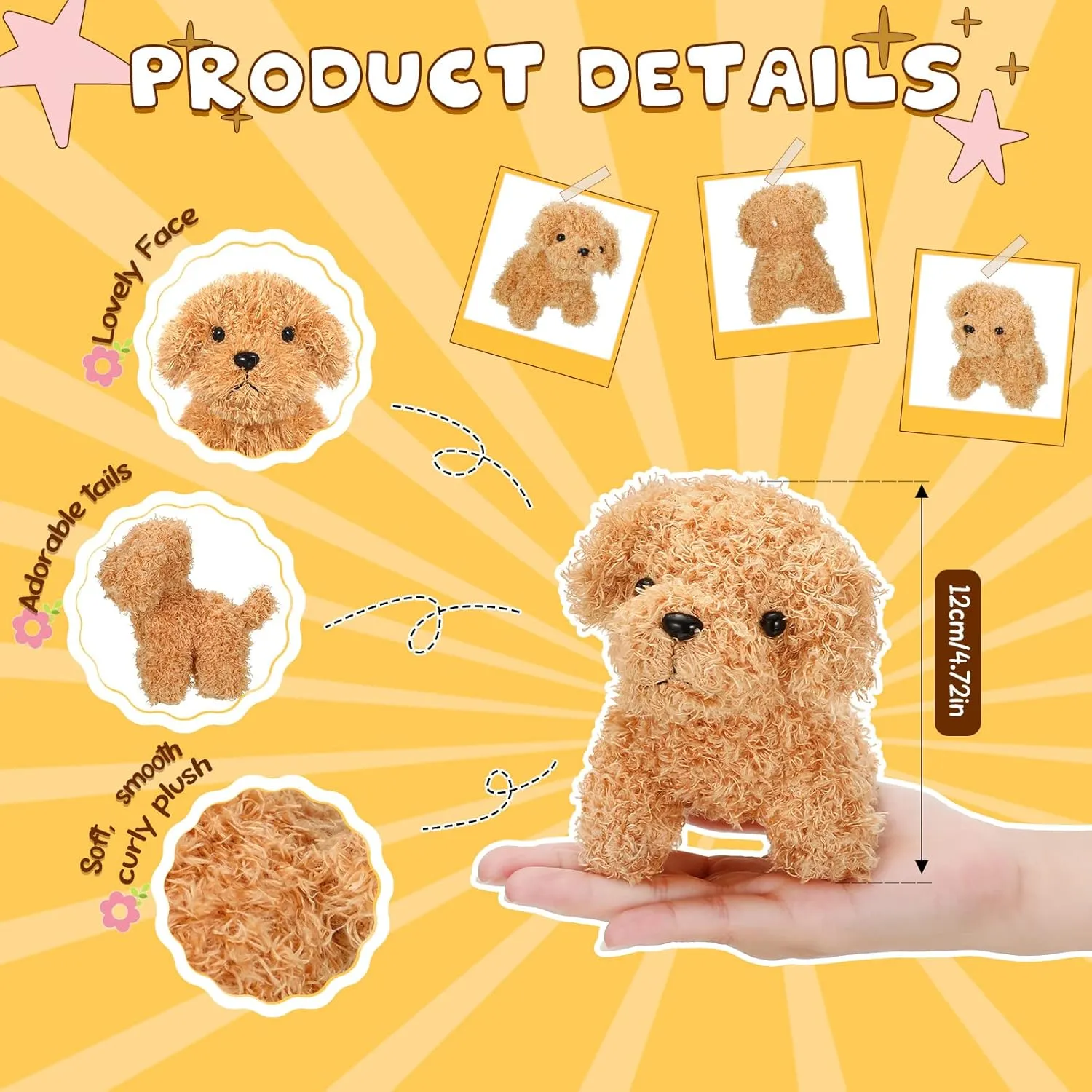 Sosation 20 Pcs Mini Plush Stuffed Toy Bulk Graduation Party Favor Gift Party Gift Toy Soft Plush Dog for Kids Graduation Bag Fillers Baby Shower Birthday Carnival Prize(Light Brown)