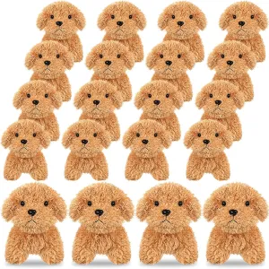 Sosation 20 Pcs Mini Plush Stuffed Toy Bulk Graduation Party Favor Gift Party Gift Toy Soft Plush Dog for Kids Graduation Bag Fillers Baby Shower Birthday Carnival Prize(Light Brown)