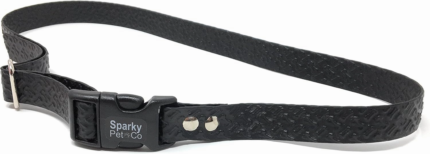 Sparky PetCo Compatible 1" Solid Bone Embossed Dog Straps YardMax System (Black)