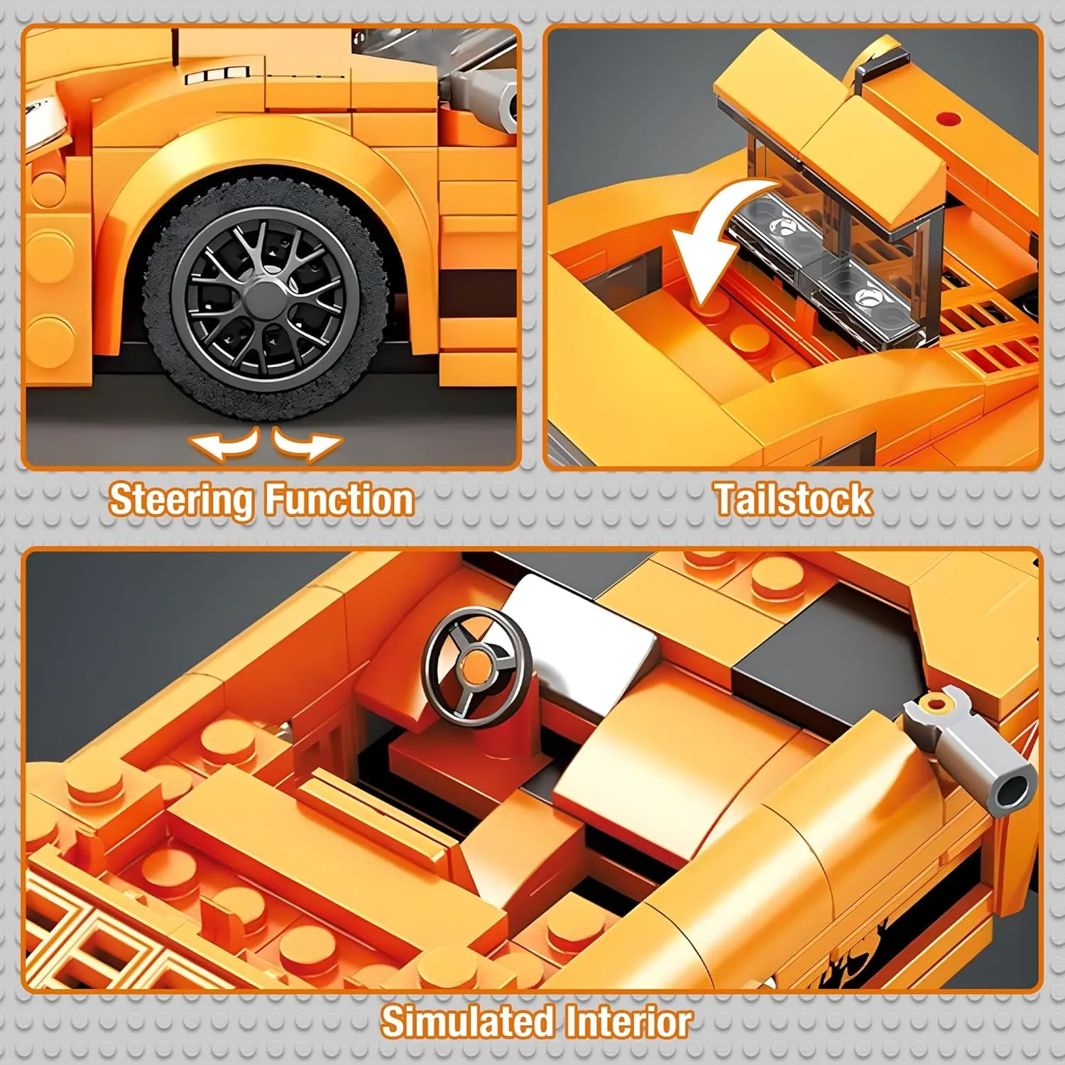 Speed Racing Cars Building Sets for Kids, Mini Sports MOC Cars Toy Set, 338 Pieces Collectible 911 Model DIY Building Kit Birthday Gifts for Boys 6 7 8 10