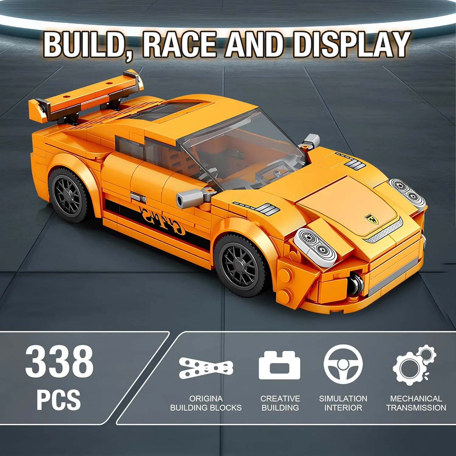 Speed Racing Cars Building Sets for Kids, Mini Sports MOC Cars Toy Set, 338 Pieces Collectible 911 Model DIY Building Kit Birthday Gifts for Boys 6 7 8 10