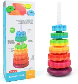 Spining Stacking Toy, Rotating Tower Toy, Colorful Spinning Stacking Toy, 1 Set Early Learning Interactive Puzzle, Spinning Stacker Toy, Spin Again Toy, Stack and Spin Toy, Thanksgiving Gift,