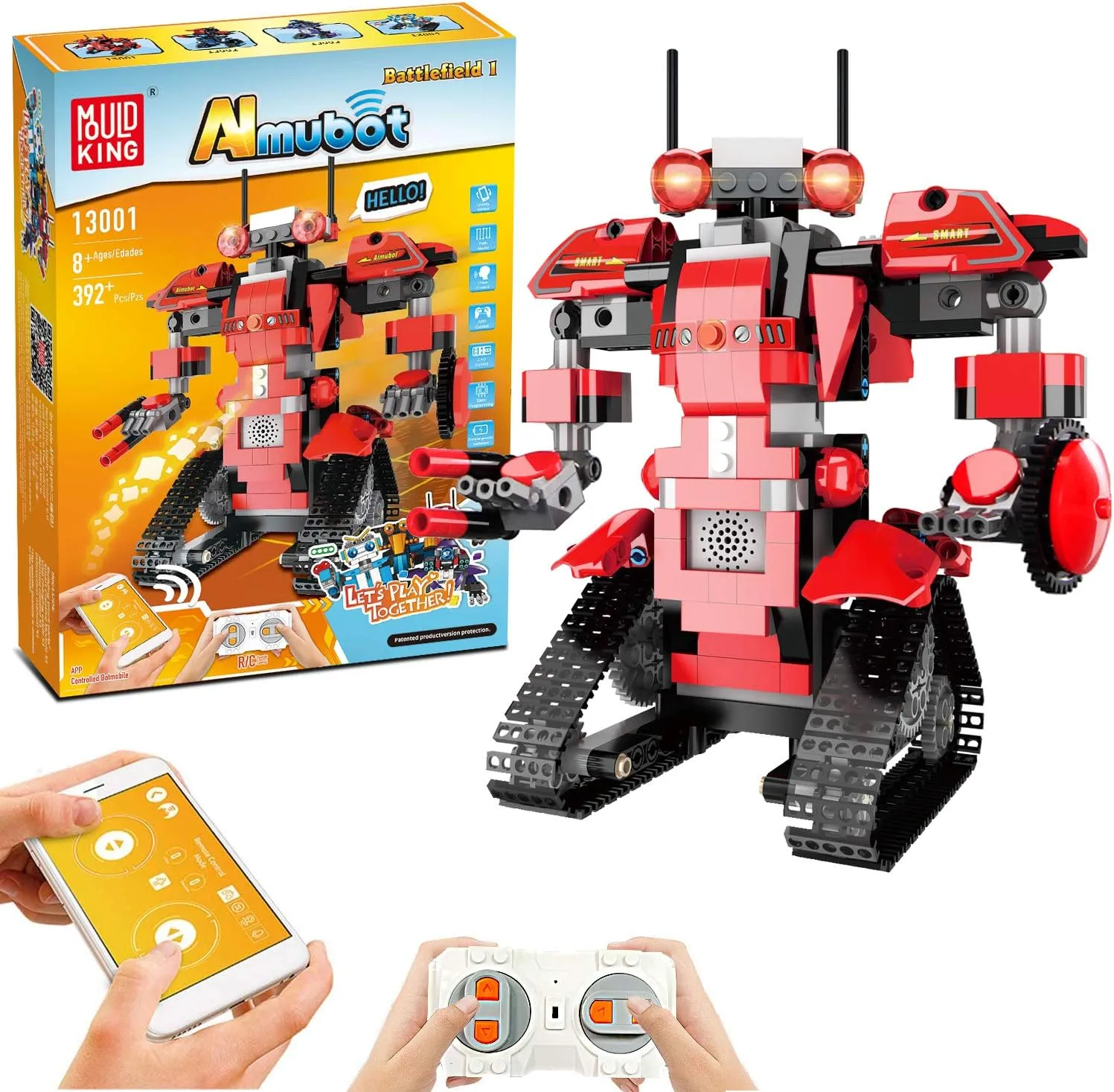 STEM Robot Toys for Kids, Cool Science Building Block Kit, Fun Educational Remote Control Toy with App Control for Learning for 8 9 10 11 12 13 14 Year Old Boys and Girls (Red)