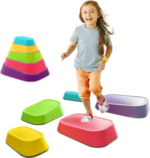 Stepping stones for kids 5pcs Non-Slip Plastic Balance River Stones for toddler activities sports & outdoor kids balance Play Equipment Toys Toddler Ages 3  years old