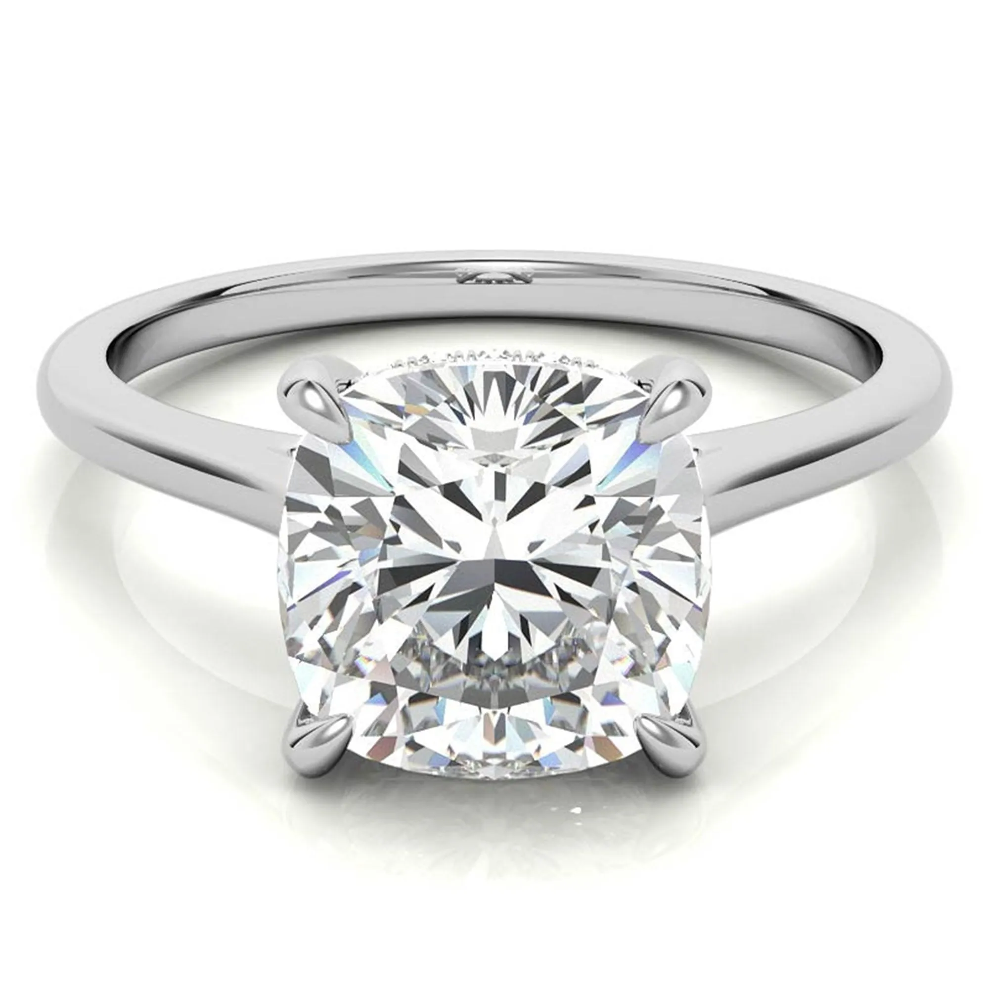 Sterling Silver Radiant Adjustable Elongated Cushion Cut White Gold Solitaire Ring For Women