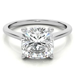 Sterling Silver Radiant Adjustable Elongated Cushion Cut White Gold Solitaire Ring For Women