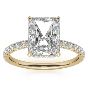 Sterling Silver Radiant Cut Solitaire Adjustable Classic Yellow Gold Ring – Perfect for Engagement