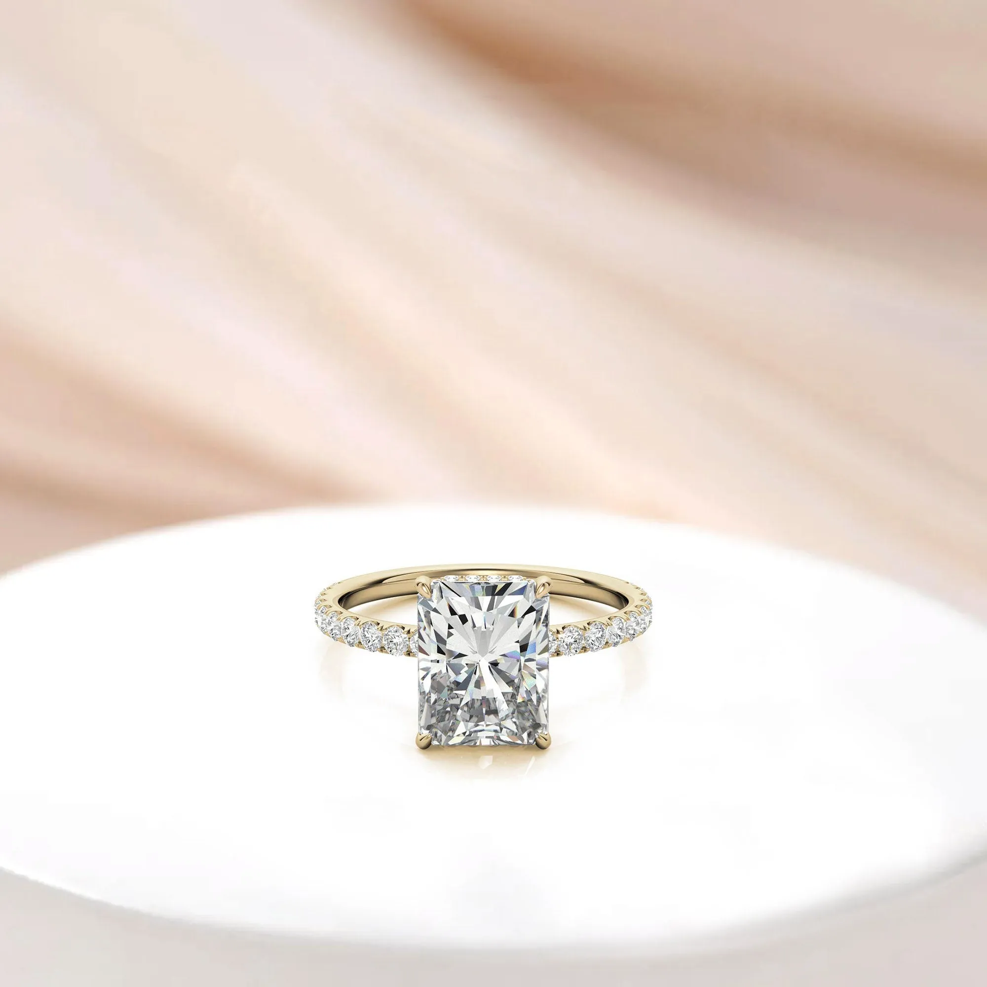Sterling Silver Radiant Cut Solitaire Adjustable Classic Yellow Gold Ring – Perfect for Engagement