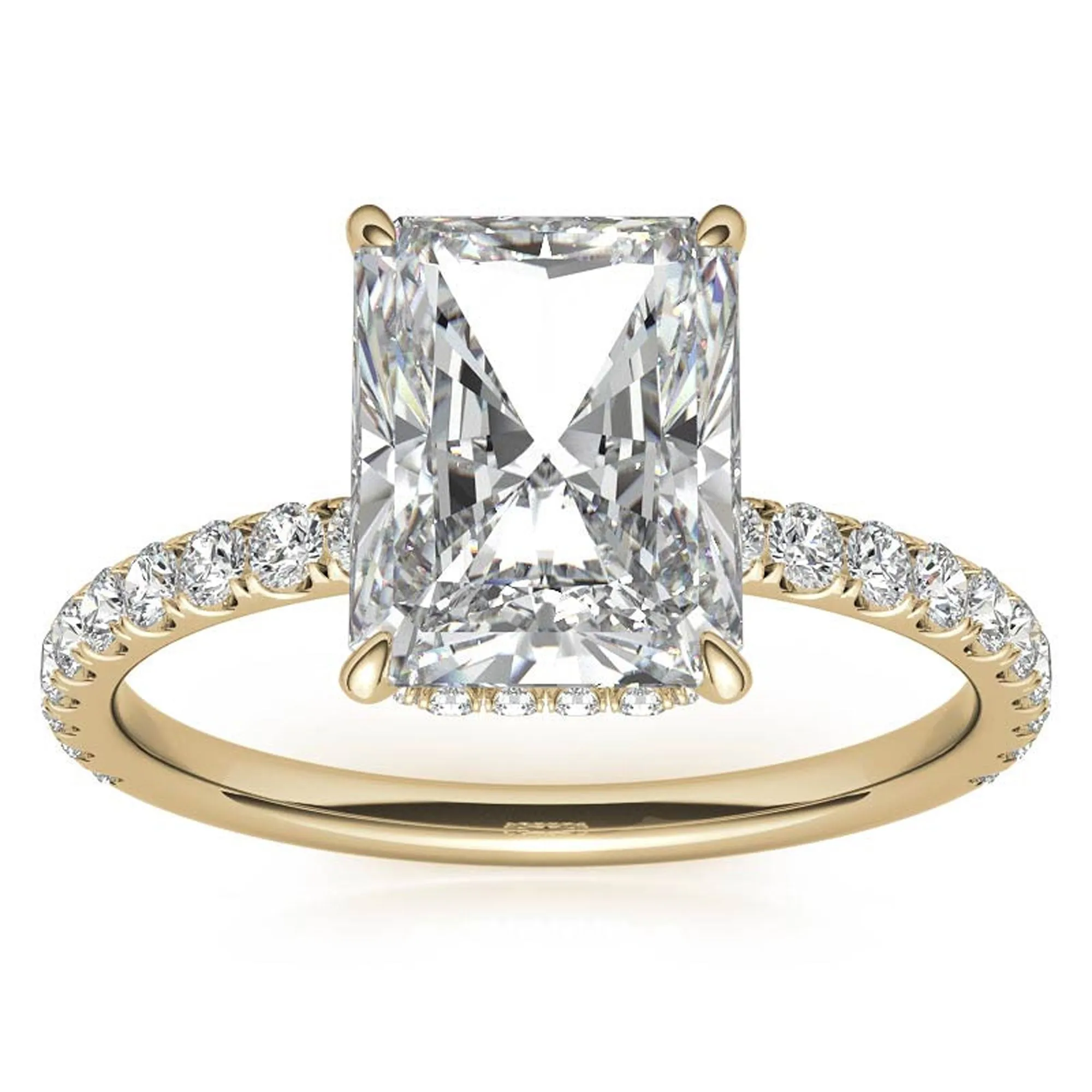 Sterling Silver Radiant Cut Solitaire Adjustable Classic Yellow Gold Ring – Perfect for Engagement