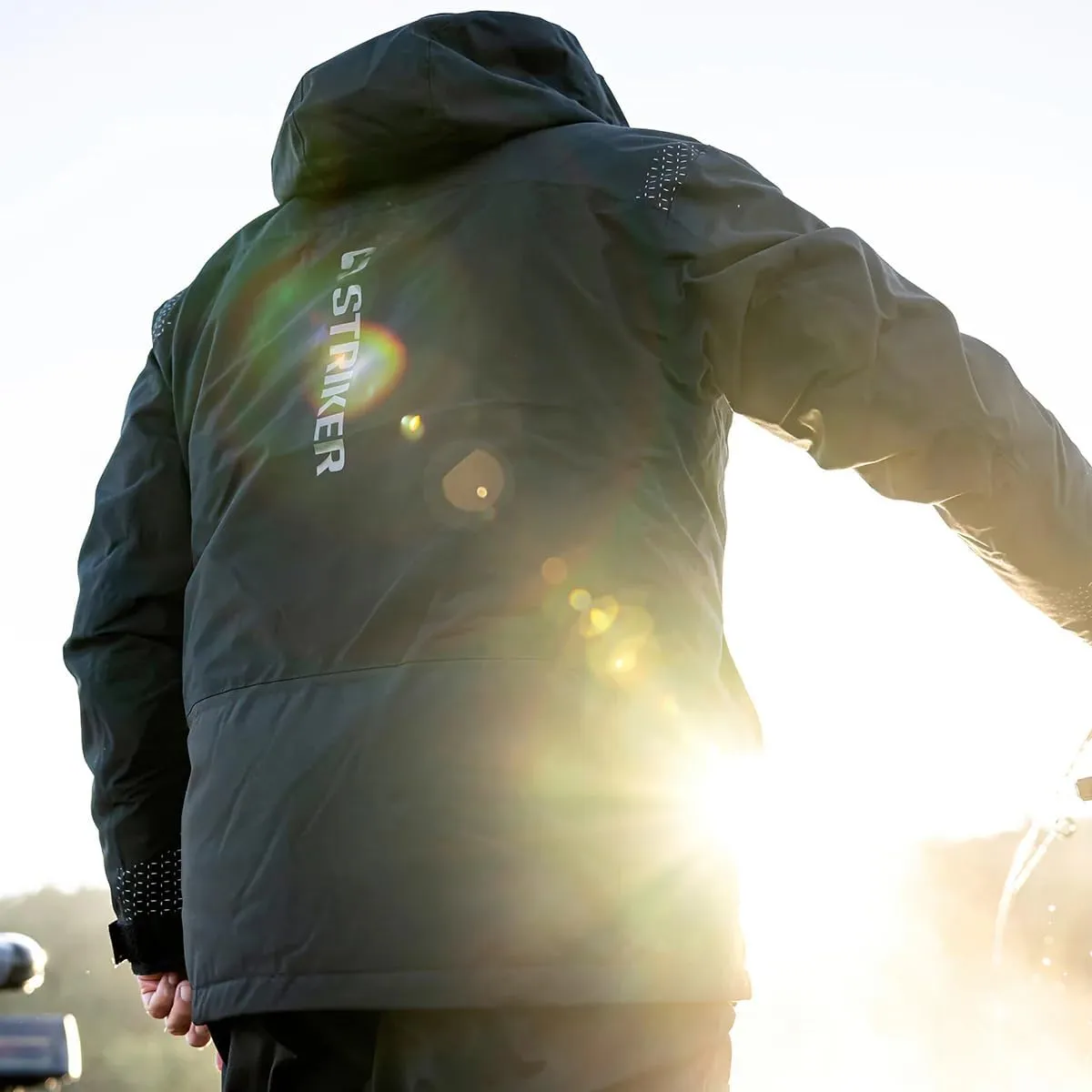 Striker Men's Denali Durable Breathable Waterproof Outdoor Fishing Insulated Rain Jacket w/Adjustable Hood & Reflective Hits