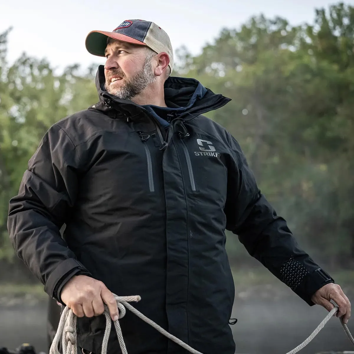 Striker Men's Denali Durable Breathable Waterproof Outdoor Fishing Insulated Rain Jacket w/Adjustable Hood & Reflective Hits