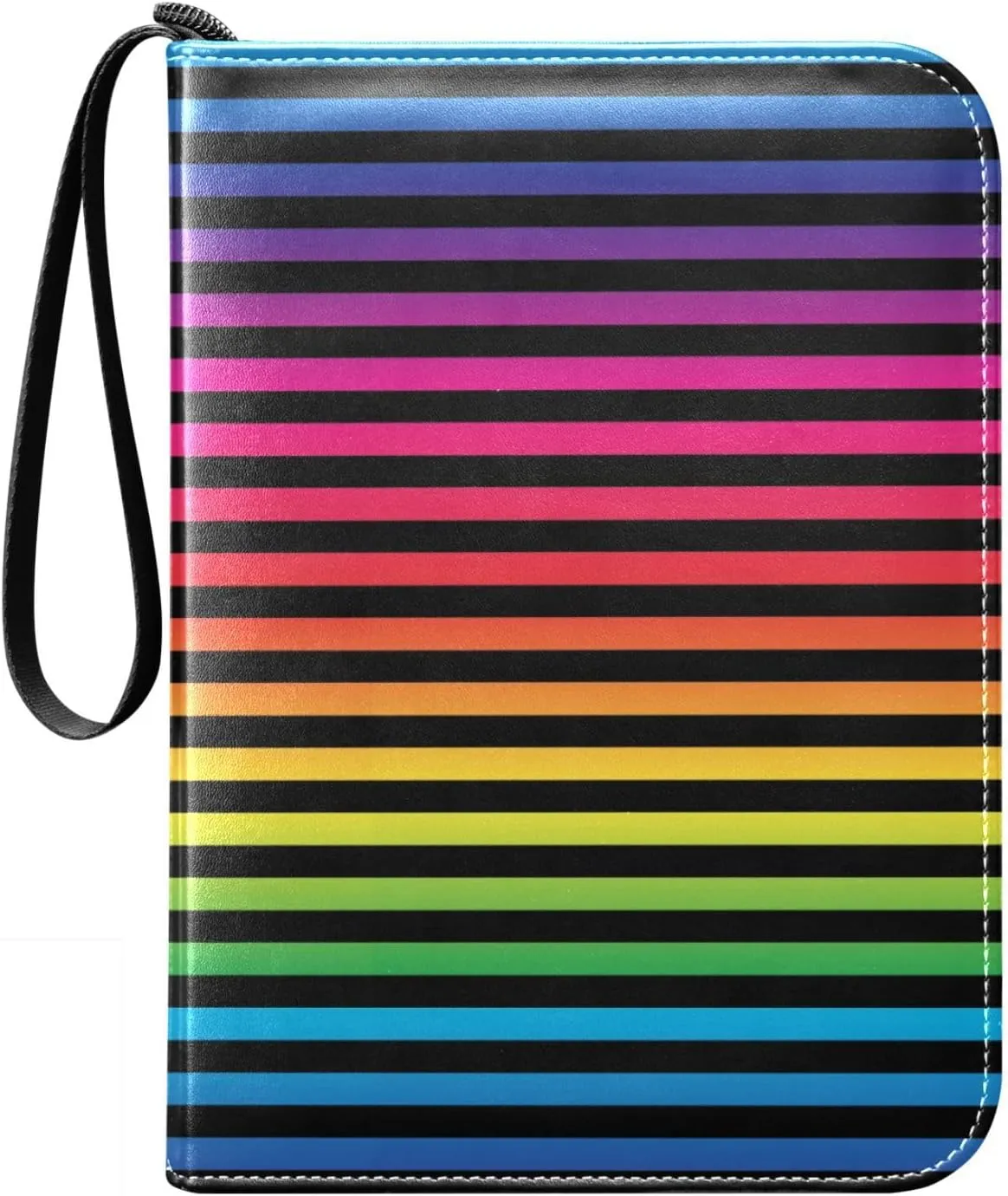 Stripe Colorful Card Binder 400 Pockets Trading Card Binder with 50 Removable Pages，3 Rings Trading Card 4 Pocket Album Folder for Game Cards TCG