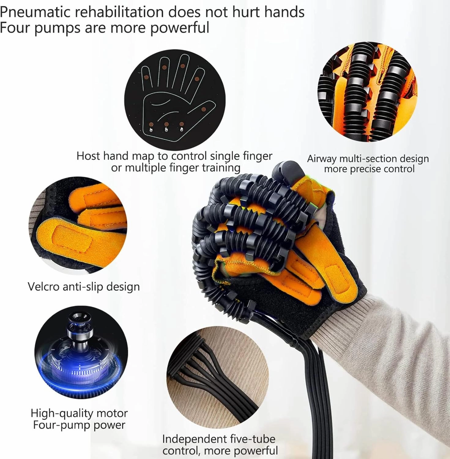 Stroke Hemiplegia Rehabilitation Robot Gloves, Hand Dysfunction Patient Training Device, Finger Exerciser Finger Orthosis(Size:XL Code,Color:Left Hand)