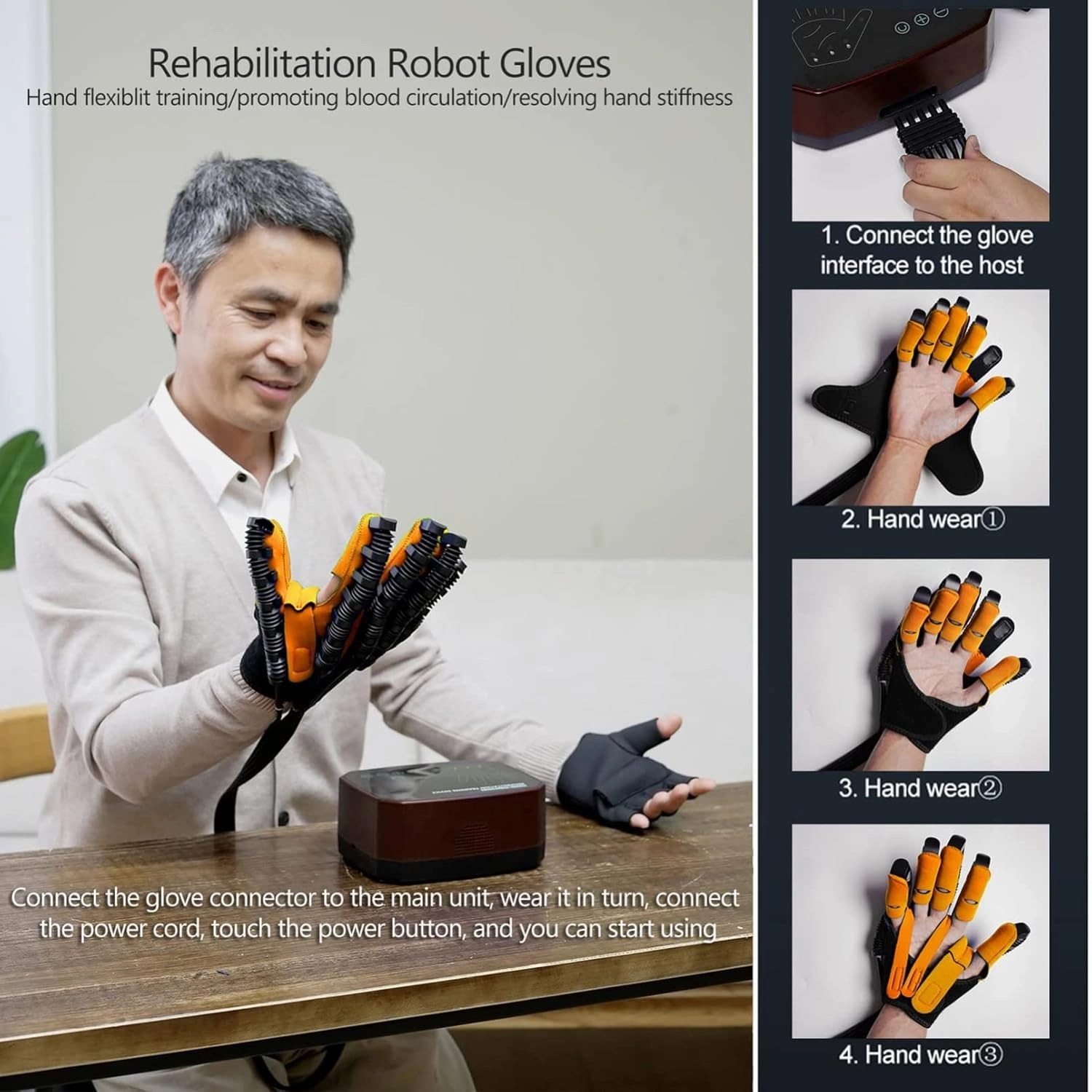 Stroke Hemiplegia Rehabilitation Robot Gloves, Hand Dysfunction Patient Training Device, Finger Exerciser Finger Orthosis(Size:XL Code,Color:Left Hand)