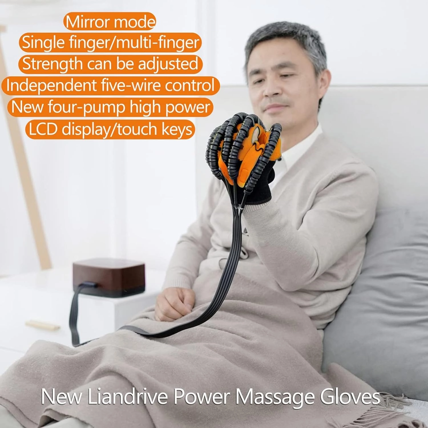 Stroke Hemiplegia Rehabilitation Robot Gloves, Hand Dysfunction Patient Training Device, Finger Exerciser Finger Orthosis(Size:XL Code,Color:Left Hand)