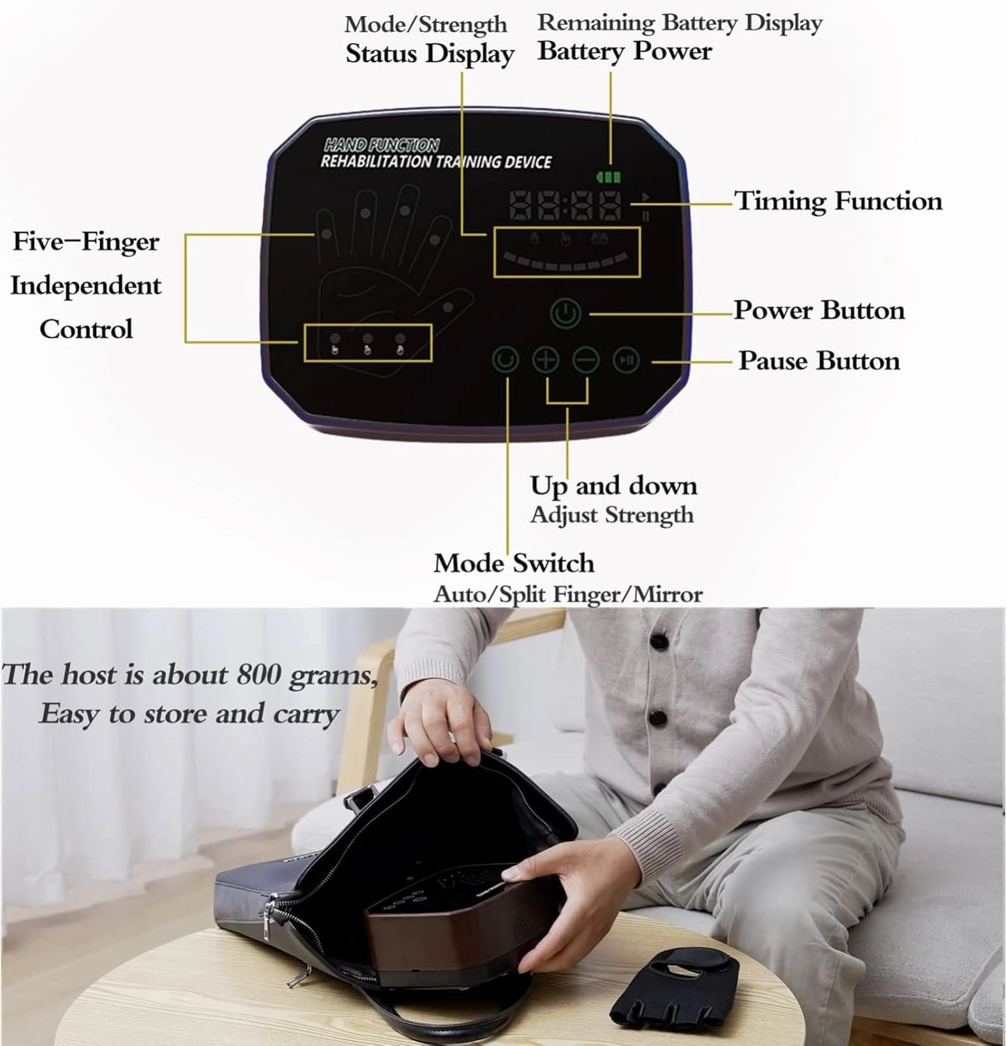 Stroke Hemiplegia Rehabilitation Robot Gloves, Hand Dysfunction Patient Training Device, Finger Exerciser Finger Orthosis(Size:XL Code,Color:Left Hand)
