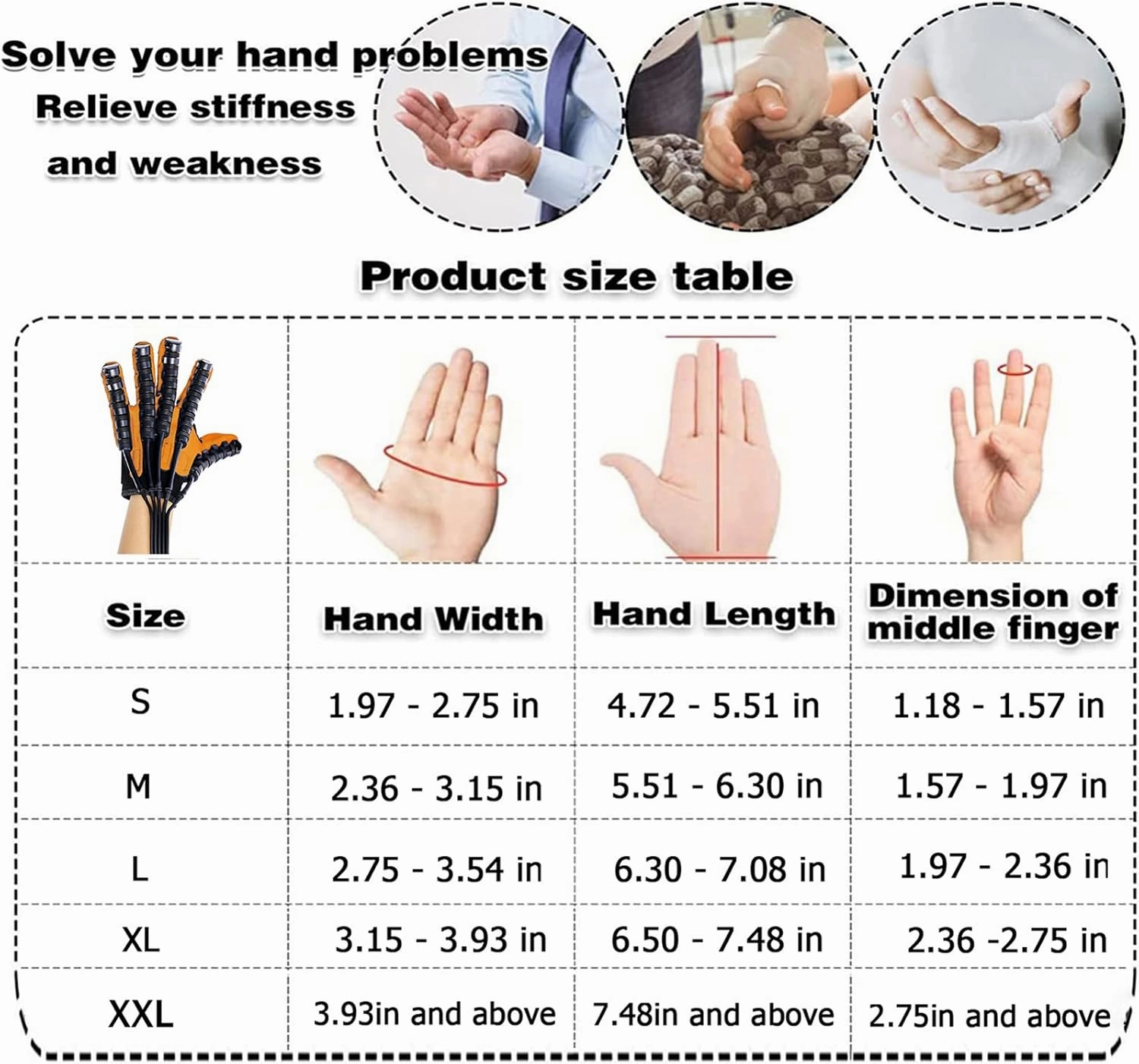 Stroke Hemiplegia Rehabilitation Robot Gloves, Hand Dysfunction Patient Training Device, Finger Exerciser Finger Orthosis(Size:XL Code,Color:Left Hand)