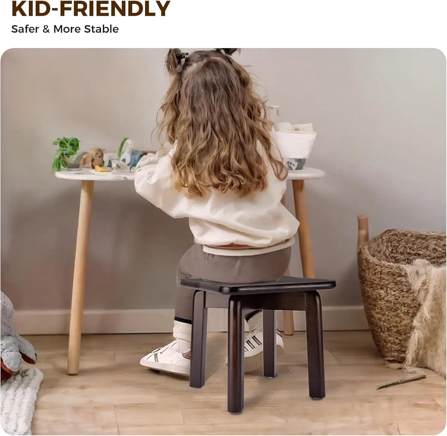 StrongTek Sturdy Bamboo Step Stool with Anti-Slip Feet, Easy-Assembly, 350 LBS Capacity, Ideal for Kids and Adults, Perfect for Bathroom, Bedroom, or Doorway Use, 11" x 11" x 10.6"