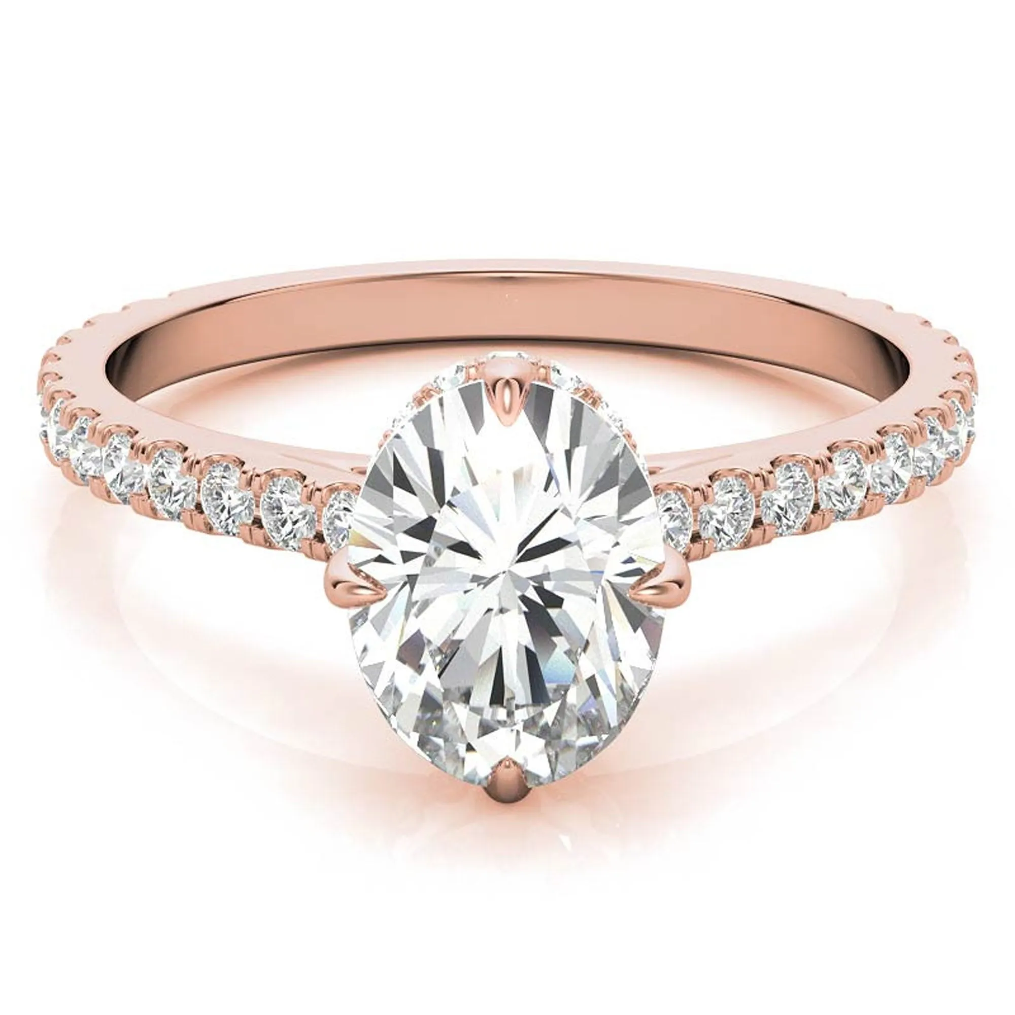 Stunning Oval-Cut Adjustable Sterling Silver Ring - Elegant Rose Gold Plating