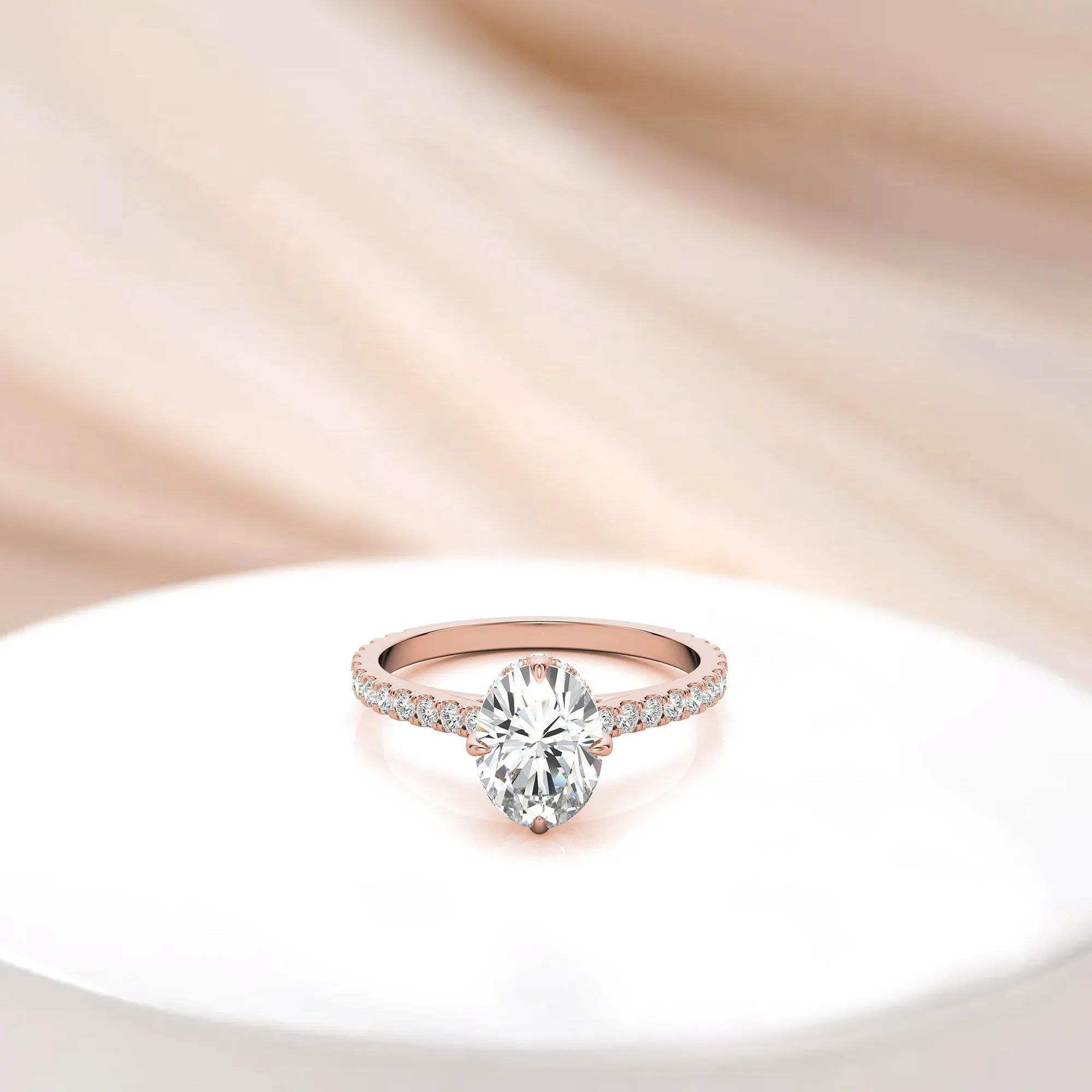 Stunning Oval-Cut Adjustable Sterling Silver Ring - Elegant Rose Gold Plating