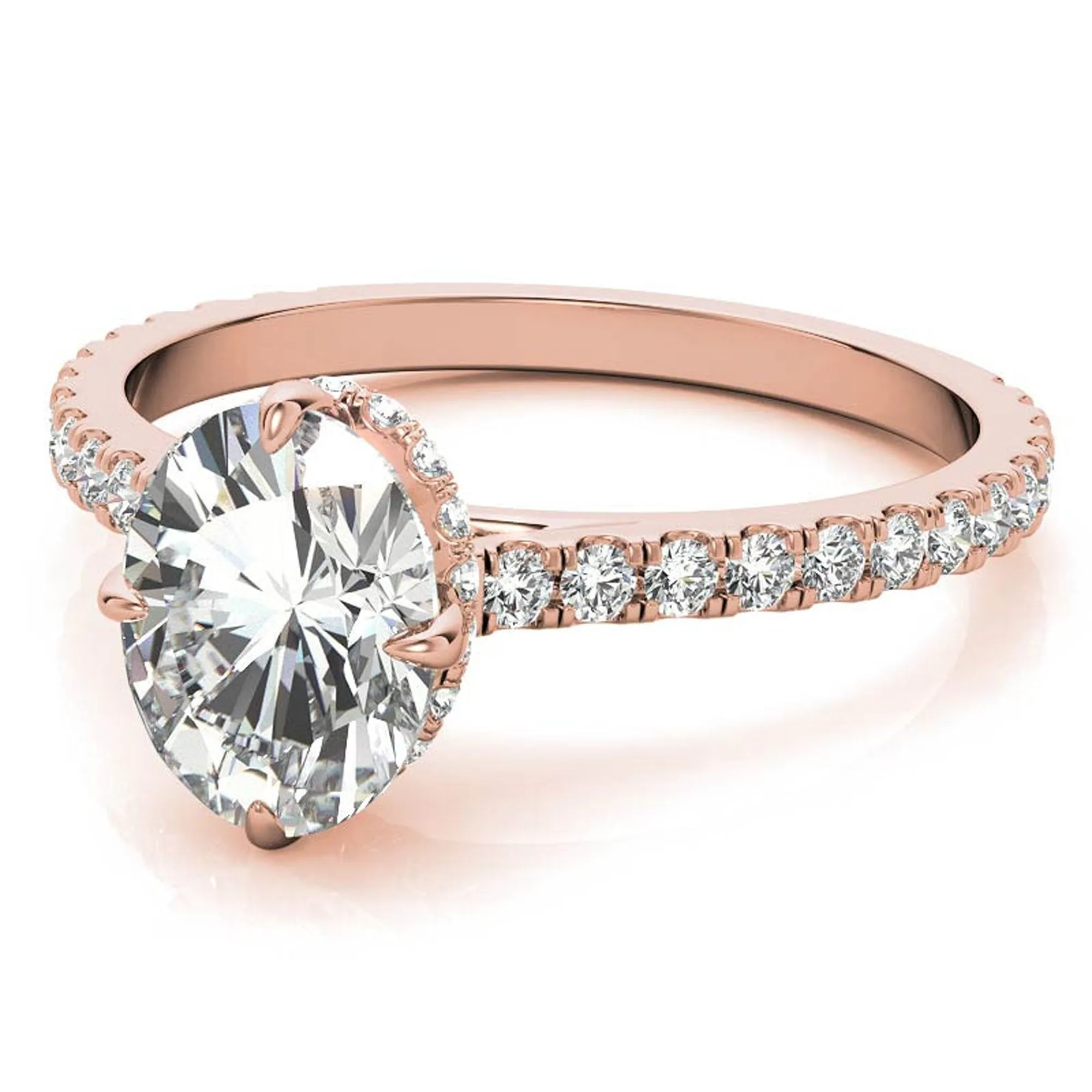 Stunning Oval-Cut Adjustable Sterling Silver Ring - Elegant Rose Gold Plating
