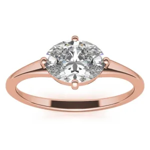 Stunning Solara Oval Solitaire Ring - Adjustable Sterling Silver with Luxurious Rose Gold Plating
