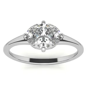 Stunning Solara Oval Solitaire Ring - Adjustable Sterling Silver with Luxurious White Gold Plating