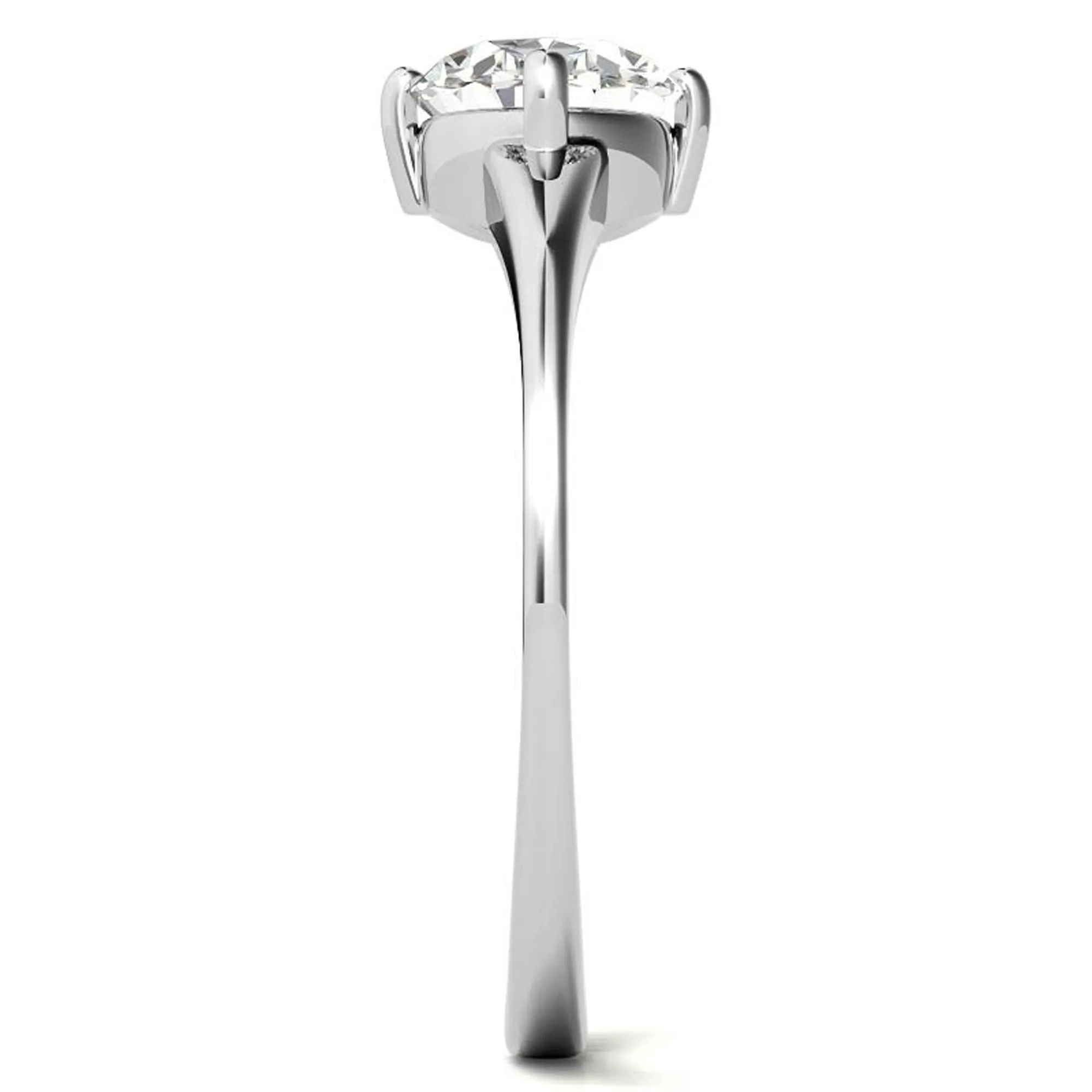 Stunning Solara Oval Solitaire Ring - Adjustable Sterling Silver with Luxurious White Gold Plating