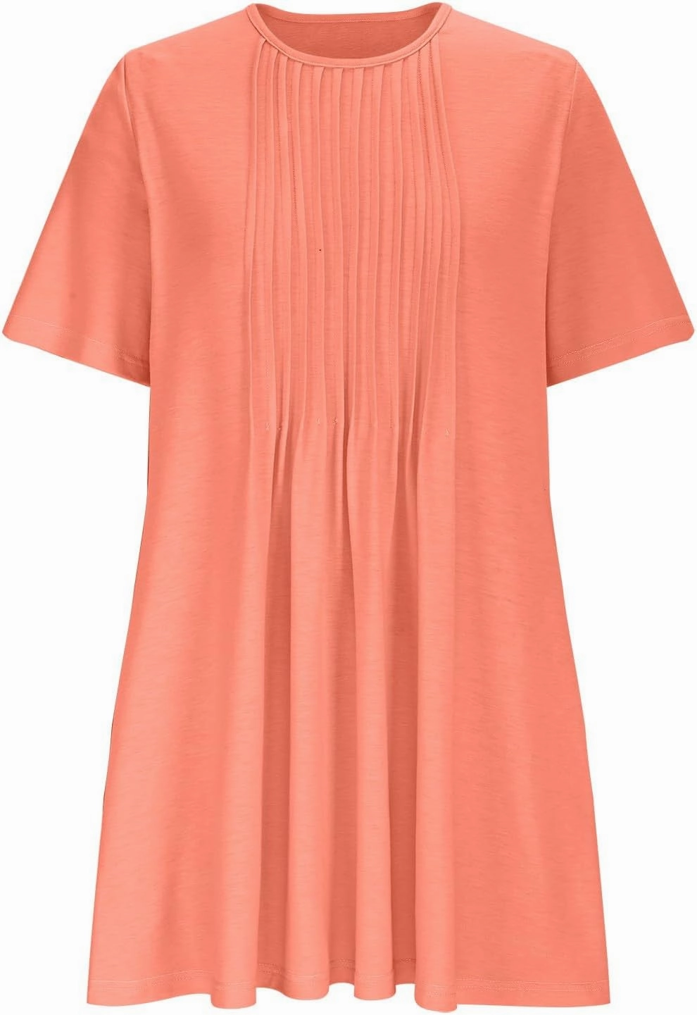 Summer Dresses for Women 2025 Pleated Short Sleeve Crewneck Womens Dresses Plain Casual Beach Dress with Pockets