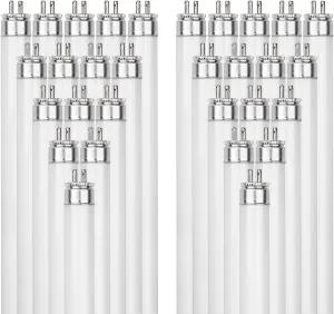 Sunlite 30405 F24T5/835/HO 2 Foot T5 Linear Fluorescent Lamp, 24 Watts, 1800 Lumens, 3500K Neutral White, Miniature G5 Bi-Pin Base, ROHS Compliant, High Performance Straight Tube, 40 Pack