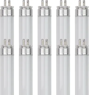 Sunlite 6-Inch F4T5/CW T5 Linear Fluorescent Lamp, 4 Watts, 135 Lumens, 4100K Cool White, Miniature G5 Bi-Pin Base, ROHS Compliant, High Performance Straight Tube, 10 Pack