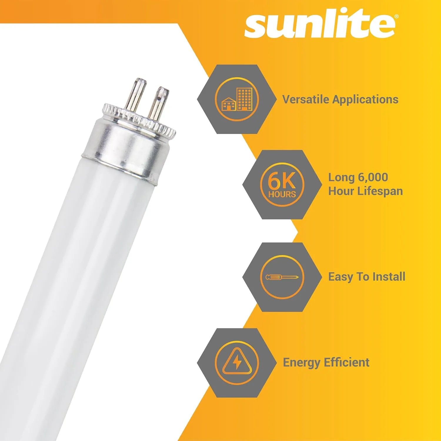 Sunlite 6-Inch F4T5/CW T5 Linear Fluorescent Lamp, 4 Watts, 135 Lumens, 4100K Cool White, Miniature G5 Bi-Pin Base, ROHS Compliant, High Performance Straight Tube, 10 Pack