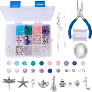 SUNNYCLUE 1 Box 650 pcs Luxury Jewelry Making Kits Beaded Charm Christmas Bracelet Necklace DIY Craft Gift Beading Starter Kits Finding Pliers Tools for Teen Adults Women Friendship Instruction