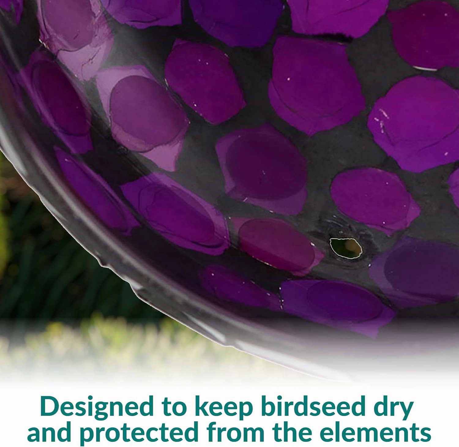 Sunnydaze 6-Inch Glass Mosaic Hanging Bird Feeder for Outdoors - Fly-Through Wild Bird Feeder - Purple