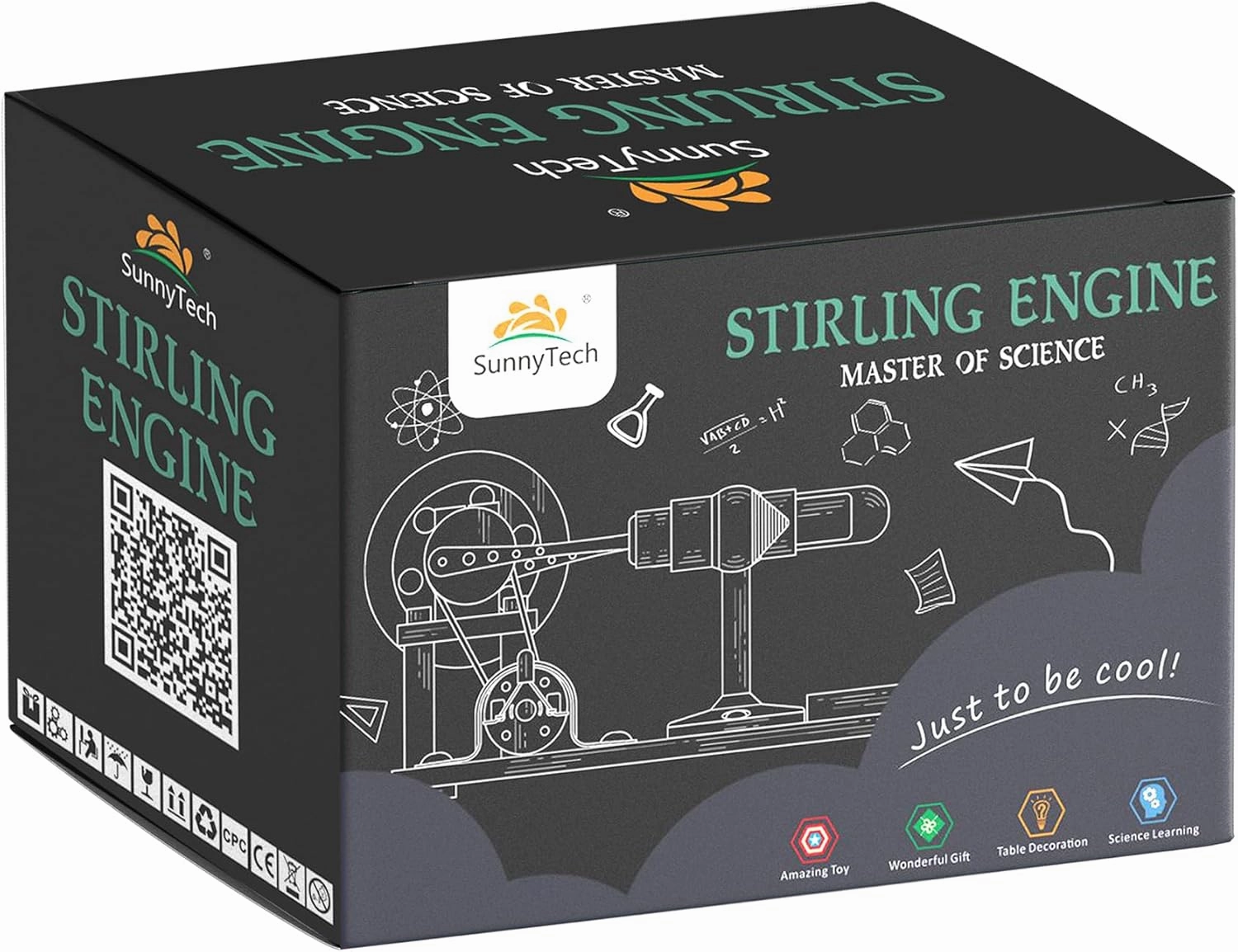 Sunnytech Hot Air Stirling Engine Motor Model Educational Toy Electricity Generator Colorful LED SC (SC005)