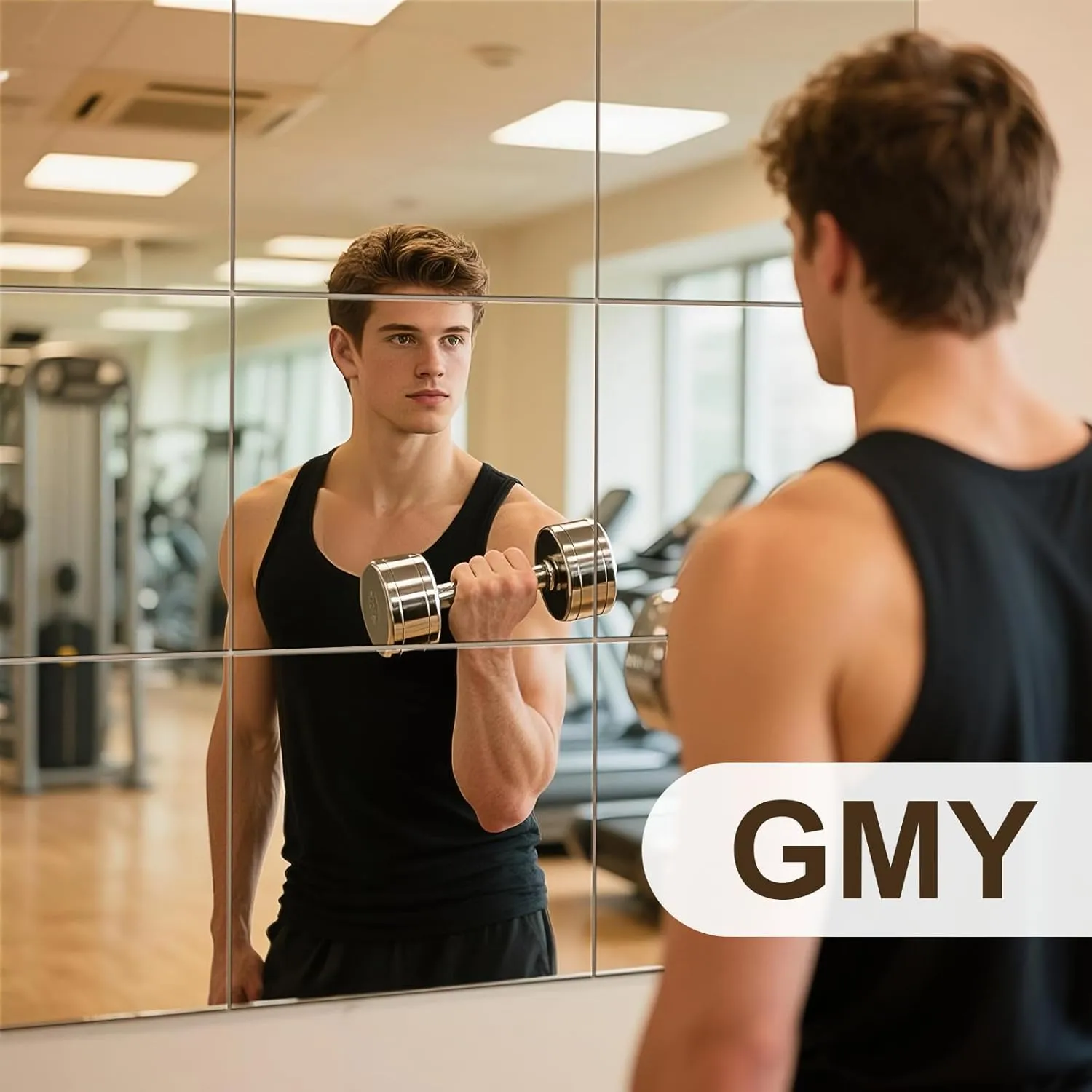 SUNQUEEN 12" x 12" 4 Pack Wall Mirror Full Length, Glass Mirror Tiles, Wall Mounted Full Body Mirrors for Bedroom Home Gym Bathroom & Door