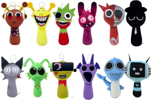 Super JAKES Sprunki Plush, Sprunki Game Plush Toys,Soft Stuffed Animal Pillow Figure Doll Christmas Birthday Gifts for Adult Kids (12PCS-B)