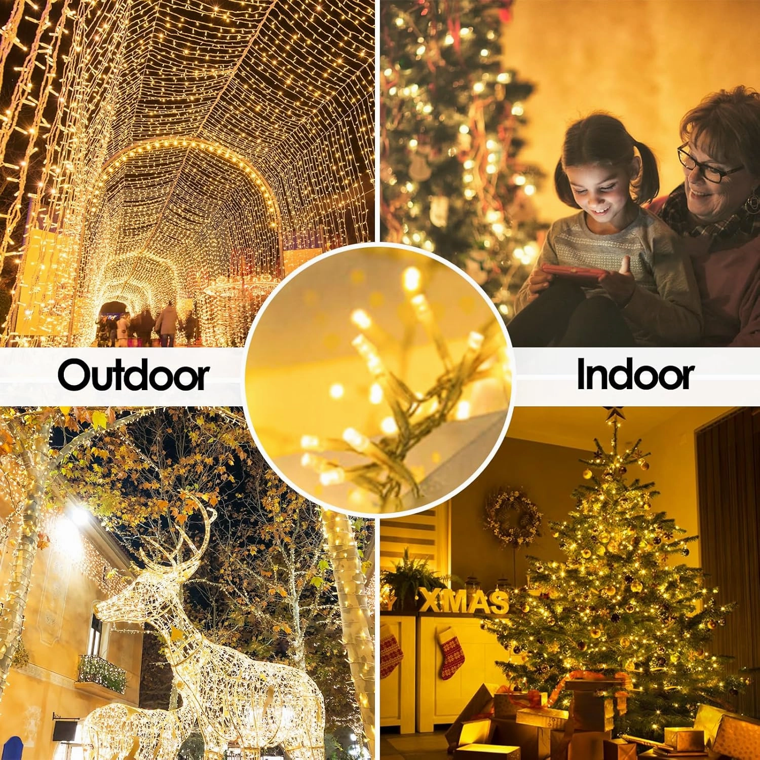 Super-Long 180FT 500 LED Christmas Lights Indoor Outdoor, Warm White String Lights for Bedroom, 8 Modes Led Twinkle Fairy Light Plug in for Wedding Party Patio Garden Xmas Tree