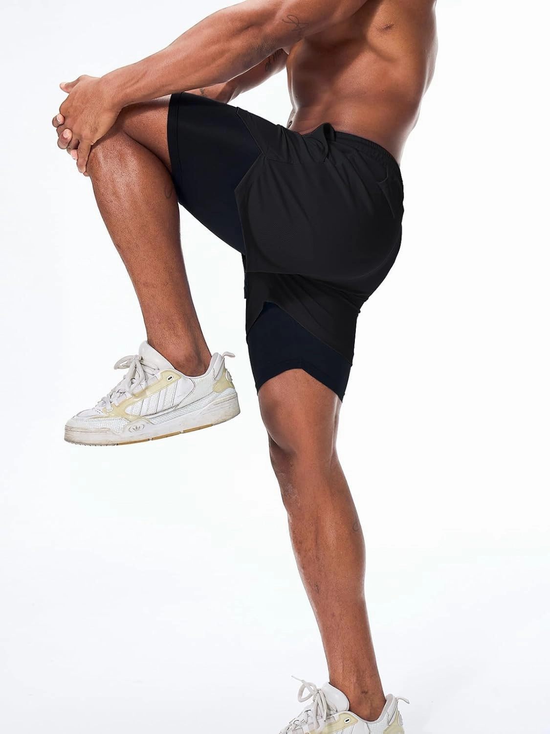 Surenow Men's Running Shorts Quick Dry Workout Gym Shorts Athletic 2-in-1 Stealth Shorts Outdoor Short for Men with Pockets