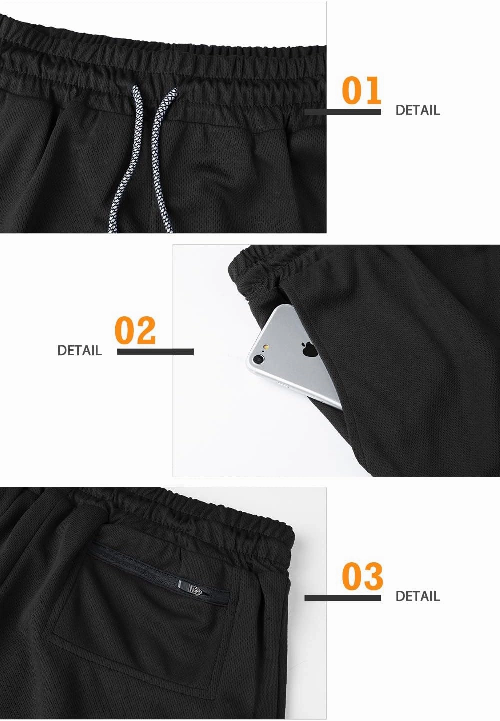 Surenow Men's Running Shorts Quick Dry Workout Gym Shorts Athletic 2-in-1 Stealth Shorts Outdoor Short for Men with Pockets