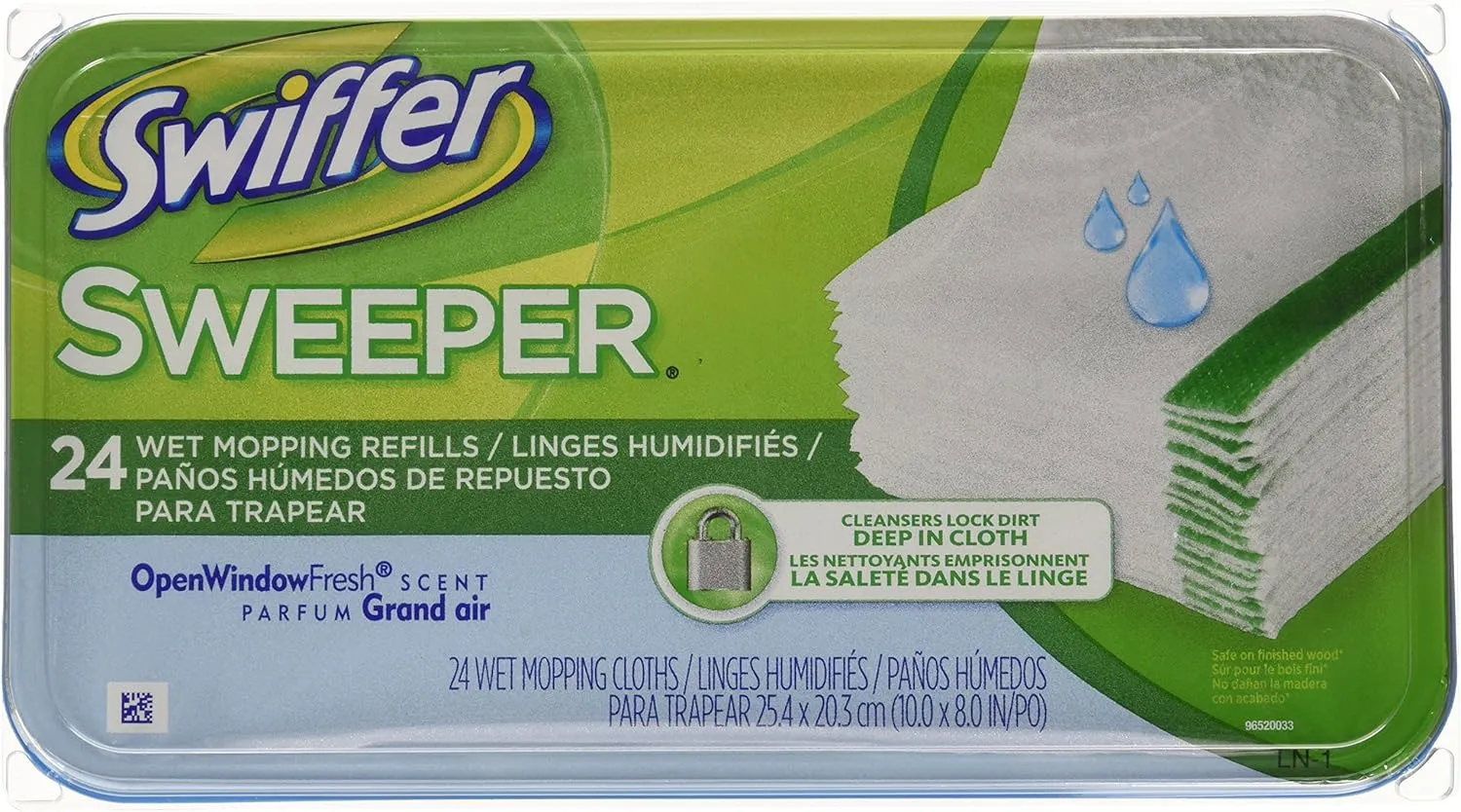 Swiffer Sweeper Wet Mopping Cloths, Mop and Broom Floor Cleaner Refills, Open Window Fresh Scent 24-Count (Pack of 6) (Packaging May Vary)