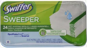 Swiffer Sweeper Wet Mopping Cloths, Mop and Broom Floor Cleaner Refills, Open Window Fresh Scent 24-Count (Pack of 6) (Packaging May Vary)