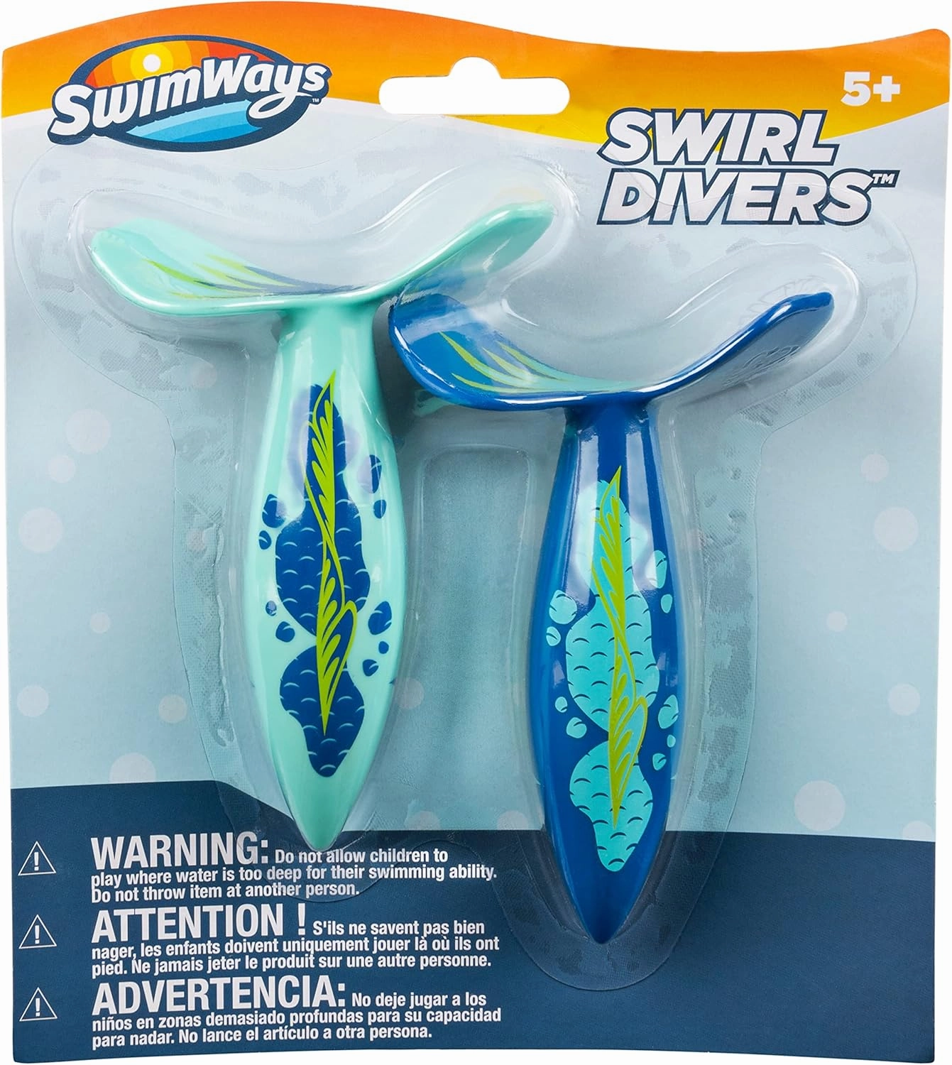 SwimWays Swirl Divers Kids Fish-Shaped Pool Diving Toys (2 Pack), Bath Toys & Pool Party Supplies for Kids Ages 5 and Up