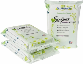 Swipes Lovin All Natural Intimate Feminine Wipes | Aloe & Vitamin E, Free of Chlorine & Dyes, pH-Balanced & Flushable | Cucumber, 42 Count, 3 Pack