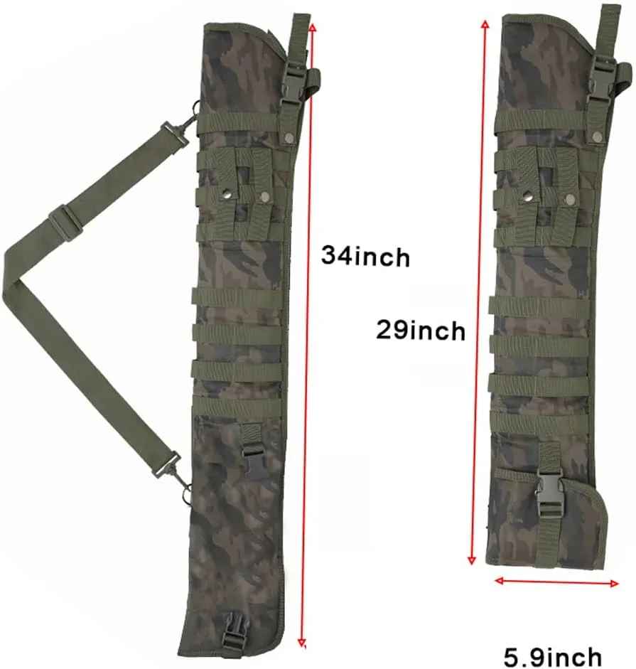 Tactical Shotgun Rifle Scabbard Bag Adjustable Shoulder Strap Outdoor Hunting Molle Holster