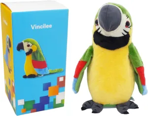 Talking Parrot Repeat What You Say Mimicry Pet Toy Plush Interactive Toys Buddy Parrot for Children Gift,4.3 x 8.7inches(Green)