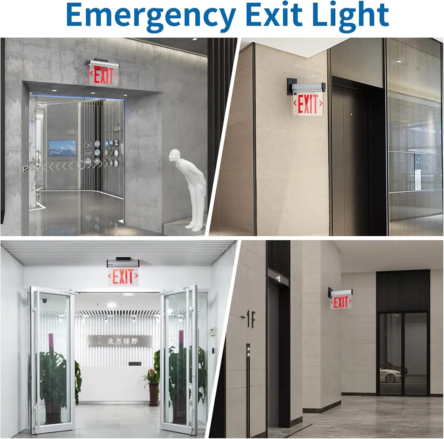 TANLUX Red Exit Signs for Business, LED Edge Lit Exit Sign, UL 924, Hardwired Emergency Exit Lights with Battery Backup, Aluminum Housing with Rotating Acrylic Clear Panel, AC 120/277V, 2 Pack
