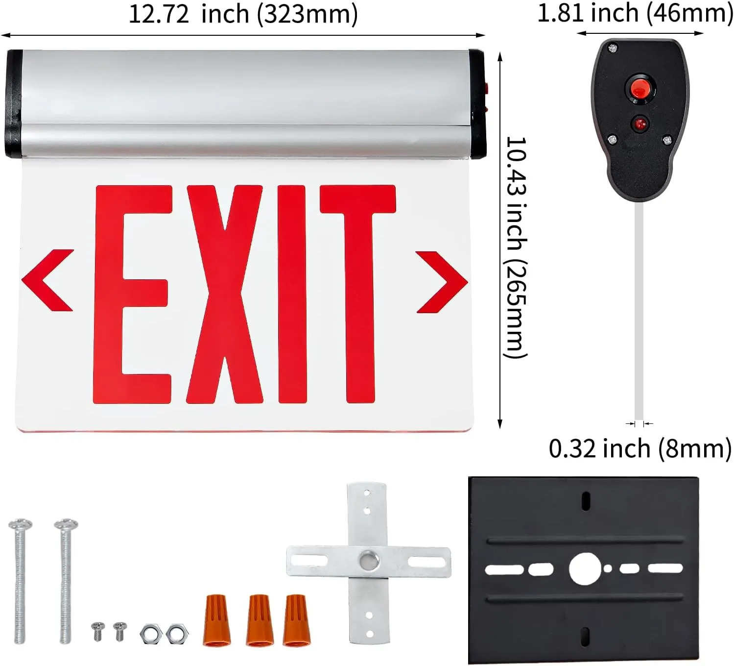 TANLUX Red Exit Signs for Business, LED Edge Lit Exit Sign, UL 924, Hardwired Emergency Exit Lights with Battery Backup, Aluminum Housing with Rotating Acrylic Clear Panel, AC 120/277V, 2 Pack